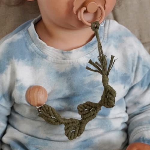 Macrame Baby Pacifier Clip - Boho Style Neutral Design Gift for Boys Girls