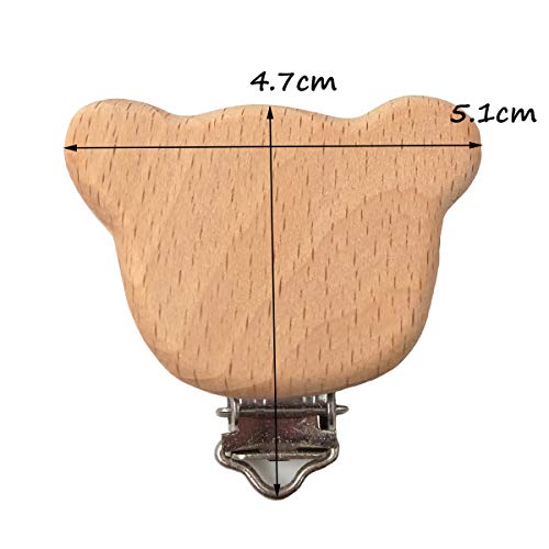 20pcs Natural Wood Pacifier Clips Bear Shape DIY Accessory 1