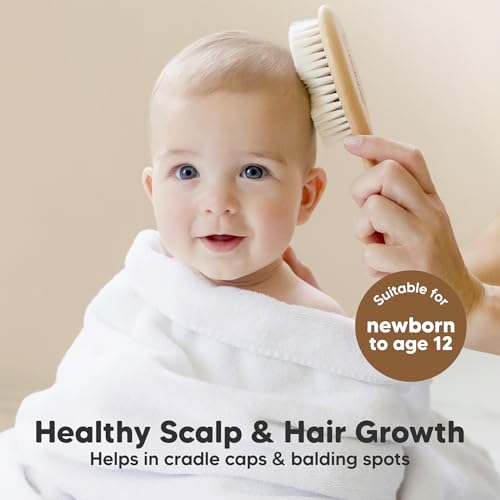 KeaBabies Wooden Baby Hair Brush and Comb Set