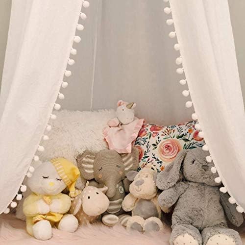 LOAOL Bed Canopy with Pom Pom for Kids Crib