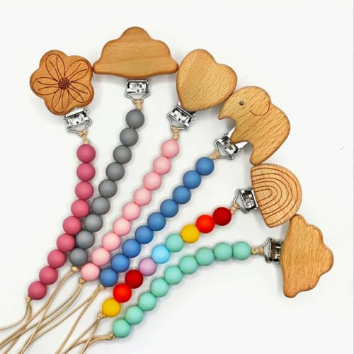 Canjolie Wood Paci Clips 2 Pack for Baby