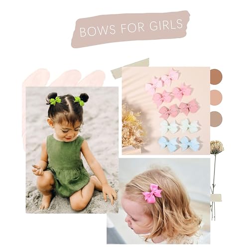 ALinmo 2 Baby Hair Clips with Lined Bows in Pairs