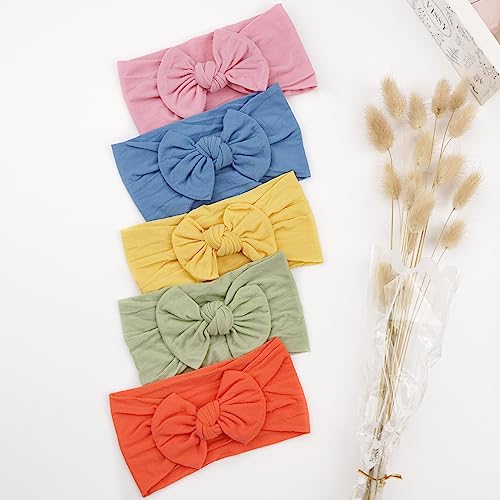 CLLOT Soft Stretchy Headband with Hair Bow for Baby Girls and Toddlers