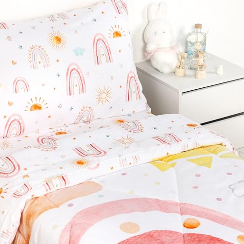 CARUILI Toddler Bedding Set for Girls 4 Piece Rainbow