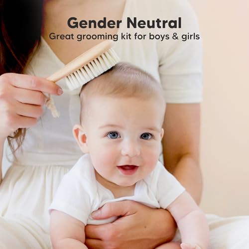 KeaBabies Wooden Baby Hair Brush with Soft Goat Bristles 1