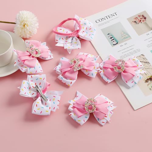 Fancheer Birthday Hair Bow for Baby Girls 1-6 Years