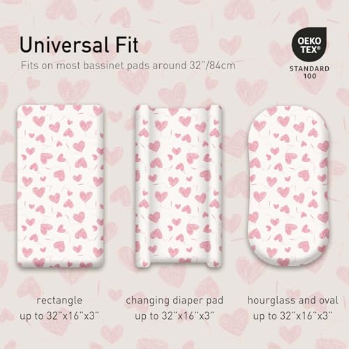 GLLQUEN Baby Bassinet Sheets 4 Pack - Soft Breathable Elastic Fitted Mattress Cover