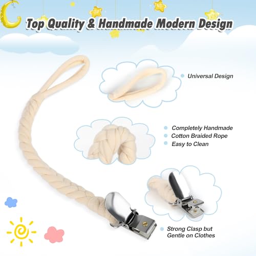 Pacifier Clip for Boys and Girls 6 Pack Universal Braided Holder