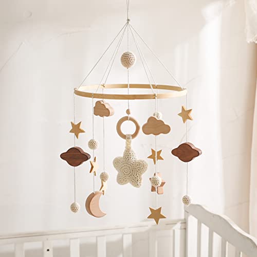 Gender Neutral Baby Crib Mobile Boho Stars Clouds Decor