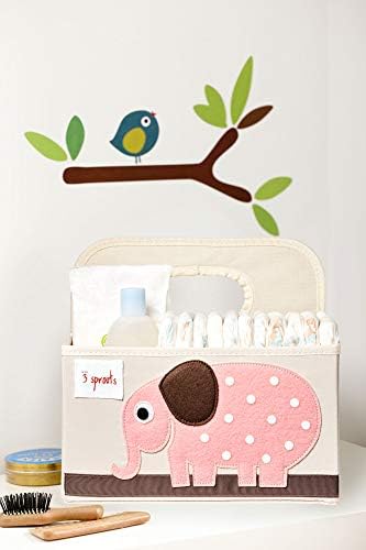 3 Sprouts Elephant Diaper Caddy - Nursery Organizer Tote Bag
