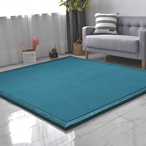 Loartee Velvet Play Mat for Toddlers Blue 49x49