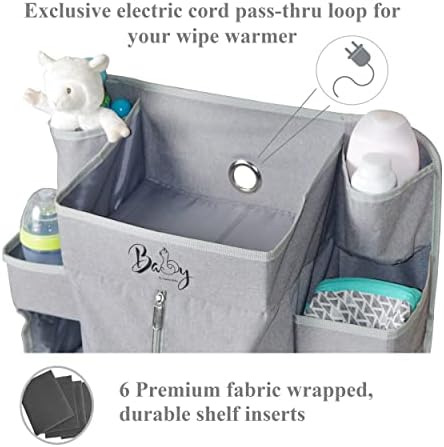 Premium Nursery Organizer and Baby Diaper Caddy Grey