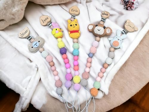Handmade Custom Crochet Pacifier Clip for Boys and Girls