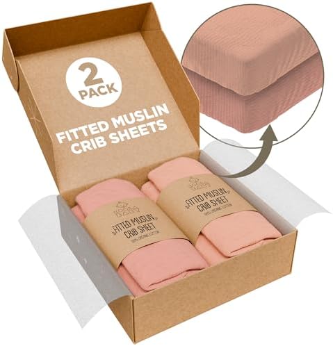 KoolerThings Organic Muslin Crib Sheets - 52x28 2 Pack Pink Light Pink