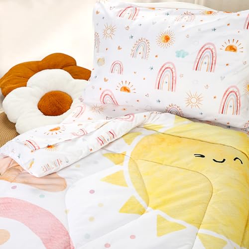 CARUILI Toddler Bedding Set for Girls 4 Piece Rainbow