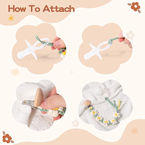Floral Daisy Macrame Pacifier Clip Holder