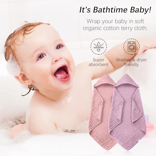 SWEET DOLPHIN Muslin Hooded Bath Towels 2 Pack Light Sakura