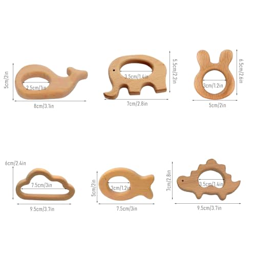 OSTTRPO 12-Pcs Wooden Teether Set for Babies
