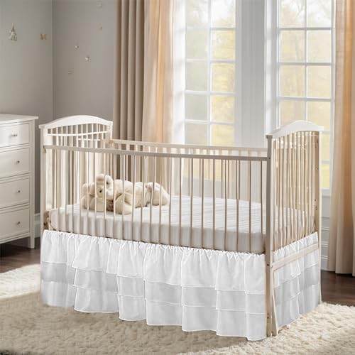 CATPAN Ruffled Crib Skirt - 3 Tier 177 Drop White
