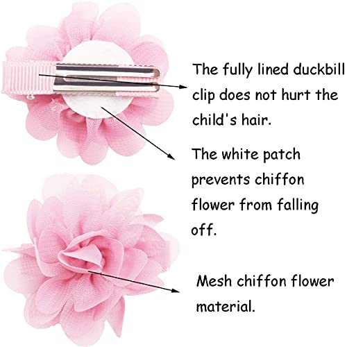 DED 40PCS 2 Chiffon Flower Hair Clips for Baby Girls
