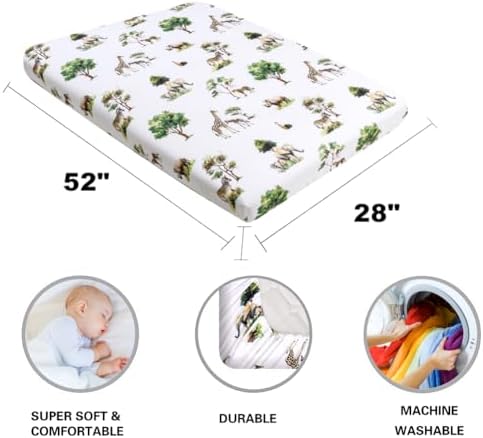 4 Pack Safari Jungle Animals Neutral Baby Sheets Set for Toddler Crib