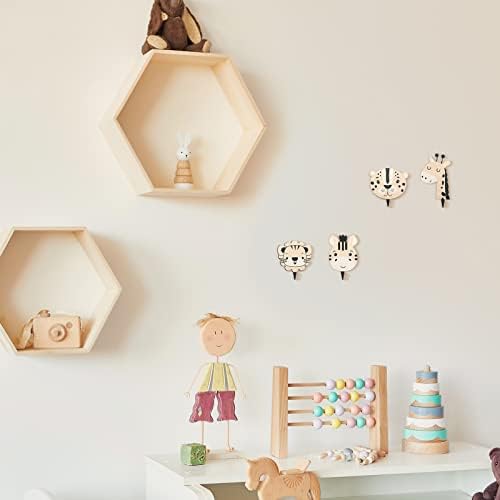 Qunclay 4 Pcs Safari Animal Wall Hooks for Kids Nursery