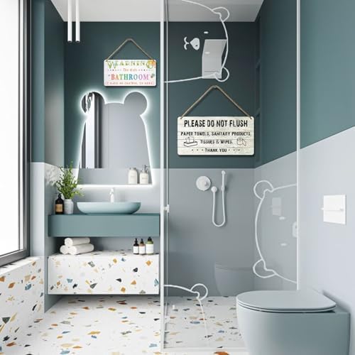 YOHIYE Kids Bathroom Wood Sign I Have No Control In Here 12x6 Inch