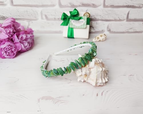 Handmade Green Pearl Crown Headband for Bridesmaid Wedding