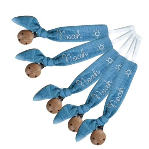 Customizable Wooden Pacifier Clip with Embroidery