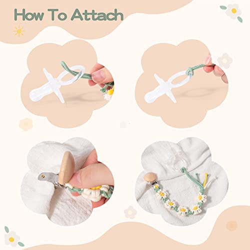 Symbolife Floral Daisy Pacifier Clip Holder