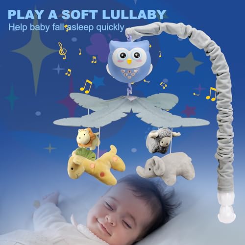 YUNGCHI Baby Crib Mobile with Music and Lights