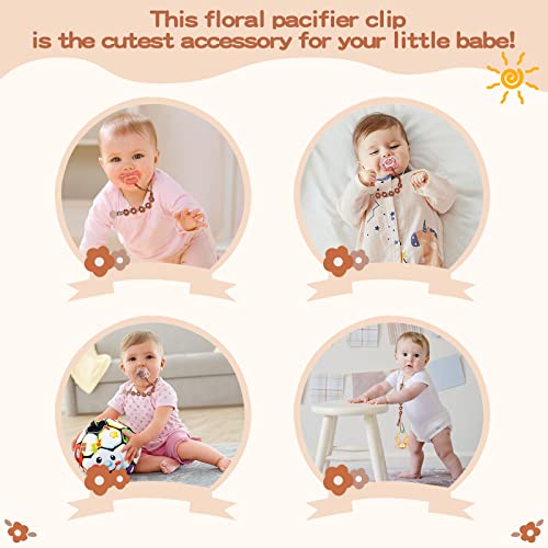Floral Daisy Macrame Pacifier Clip Holder
