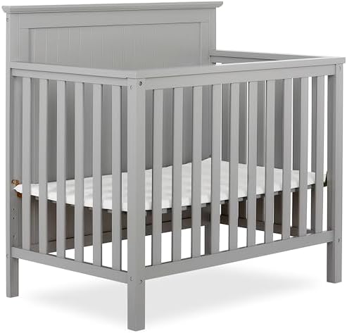 Dream On Me Ava 4-in-1 Convertible Mini Crib in Pebble Grey