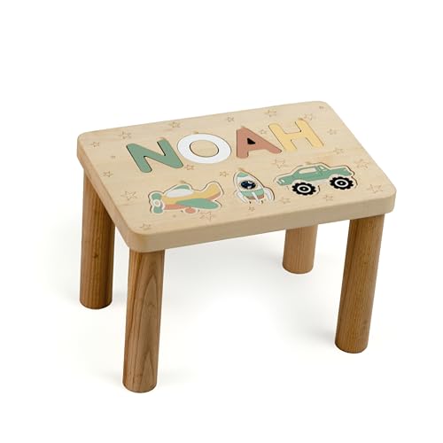 Wooden Name Step Stool for Kids Personalized Toddler Chair