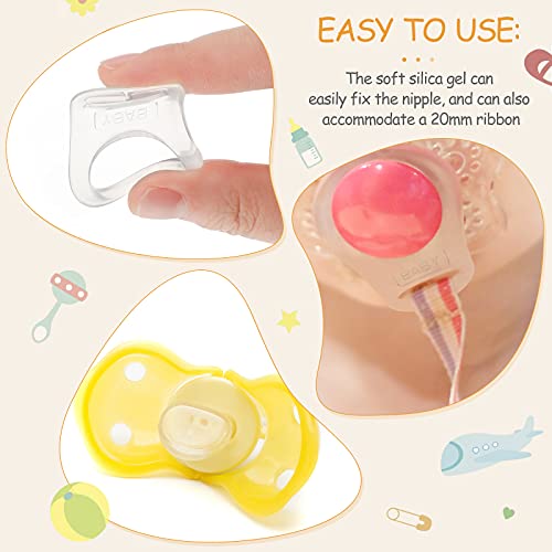 Patelai 15-Pack Transparent Silicone Pacifier Clips Holder