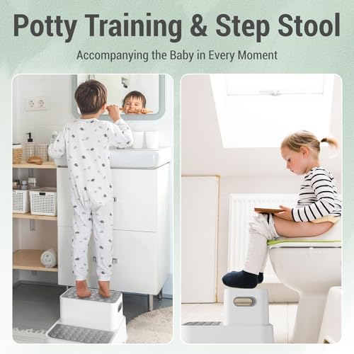 COOSEYA 2 Step Stools for Kids - No-Slip and Cute