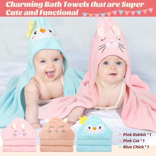 12 PCS Hooded Baby Towels Set for Kids and Newborns