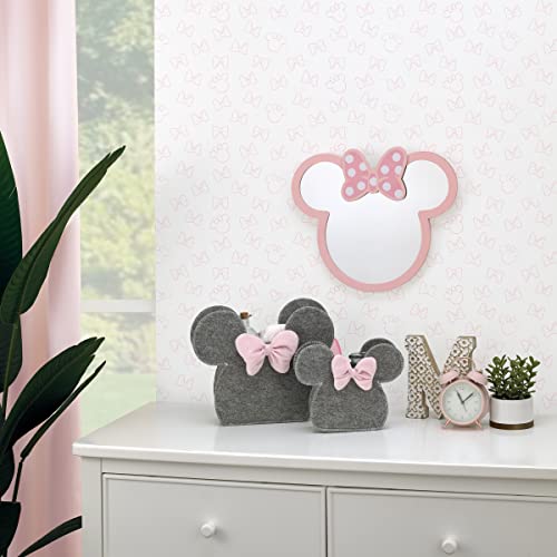 Disney Minnie Mouse Grey Pink 2 Piece Felt Storage Caddy