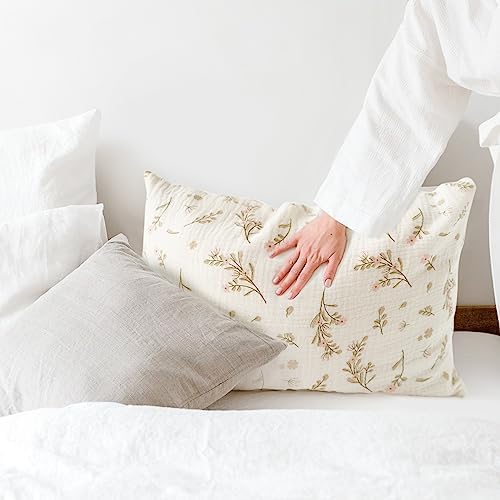 Konssy Muslin Toddler Pillowcase 2 Pack - Pink Floral