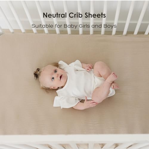 MairMore Muslin Crib Sheets 2-Pack - Soft Breathable Neutral