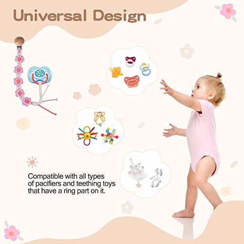 Symbolife Floral Daisy Macrame Pacifier Clip Holder 1