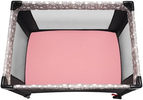 GUNTAIL Pack n Play Sheets 2 Pack Love Pink 38x26 Inch
