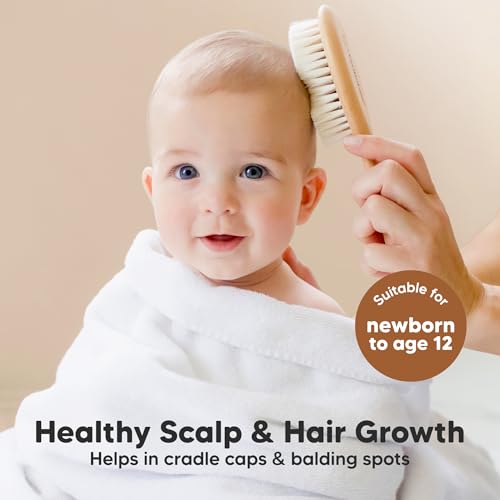 KeaBabies Wooden Baby Hair Brush with Soft Goat Bristles 1