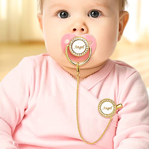 Personalized Pacifier Clip Set with Name and Glitter Design