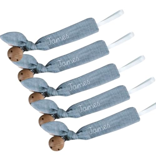 Personalized Grey Pacifier Clip with Embroidery