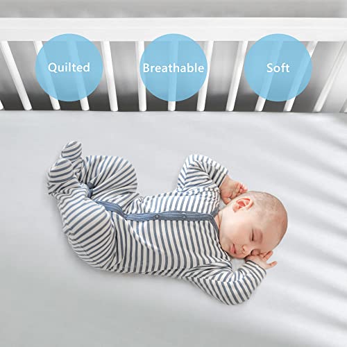 Tillyou Baby Crib Sheets 2 Pack Super Soft White Gray