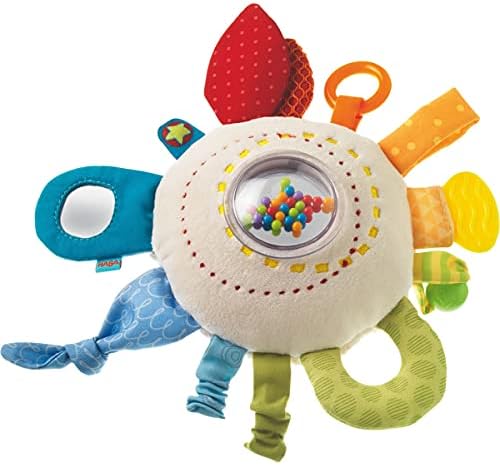 HABA Teether Cuddly Rainbow Round - Soft Activity Toy with Rattling Teething Elements 1