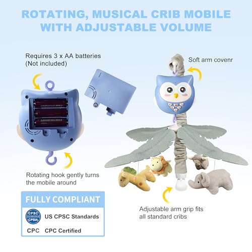 YUNGCHI Baby Crib Mobile with Music and Lights