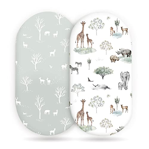 GRSSDER Stretch Fitted Bassinet Sheet Set 2 Pack