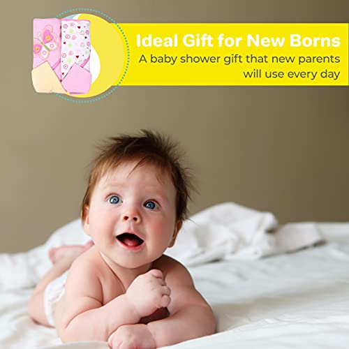 Spasilk Pink Butterfly Bath Hooded Towels Washcloths Set